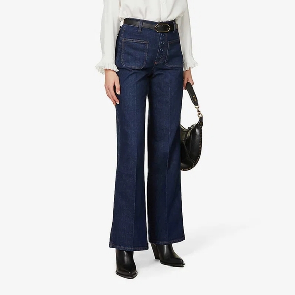 Reformation Victoria High Rise Wide Leg Jeans Cropped 30 Inch Inseam Size 23 - Picture 1 of 15